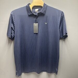 Callaway Mens Opti-Dri Golf Polo Shirt XXL Peacoat Blue Geometric CGKSF0D5 NEW